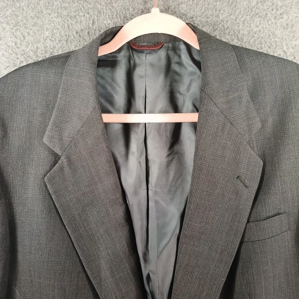 Hart Schaffner Marx Blazer Men 48L 100% Virgin Wool Black Pocket Softly Tailored